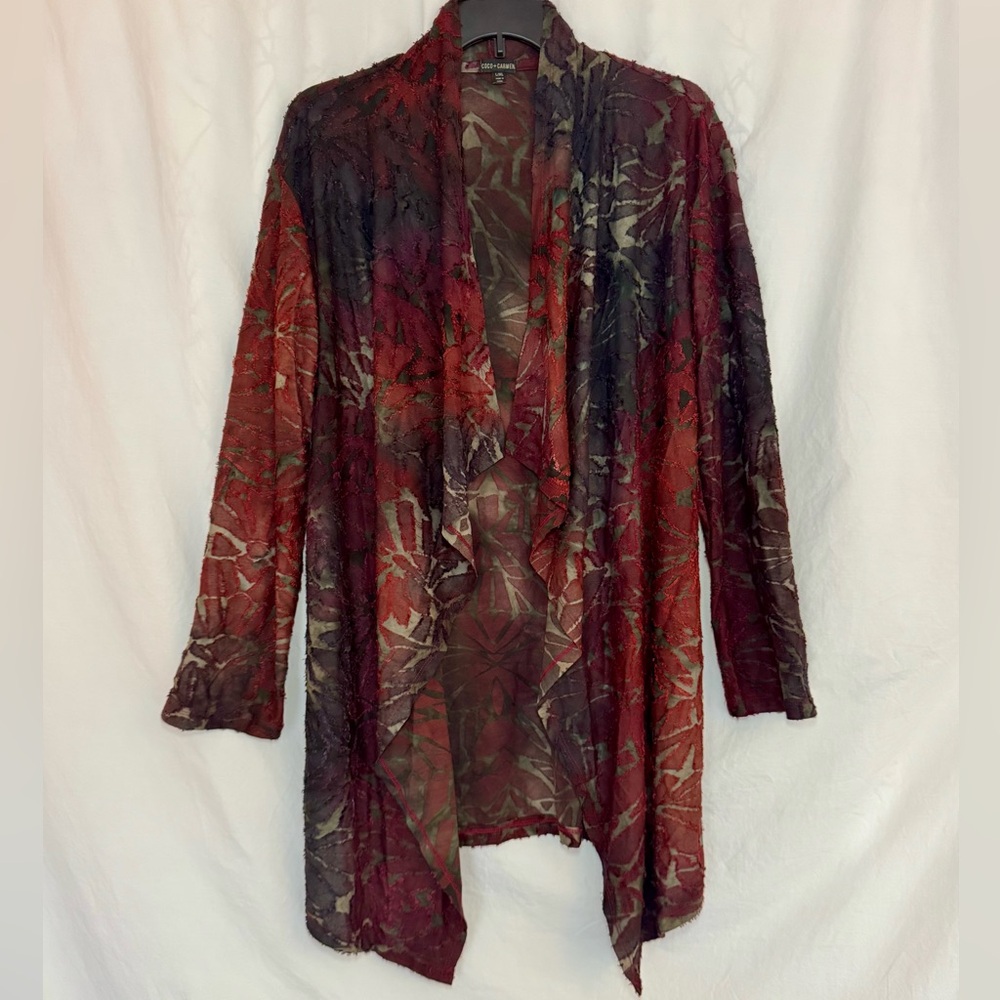 Coco + Carmen Boho Velvet Burnout Knit Flowy Jacket
